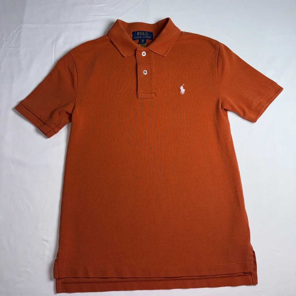 Polo Ralph Lauren Boys Small 8 Orange Short Sleeve Pique Polo Shirt Pony Logo